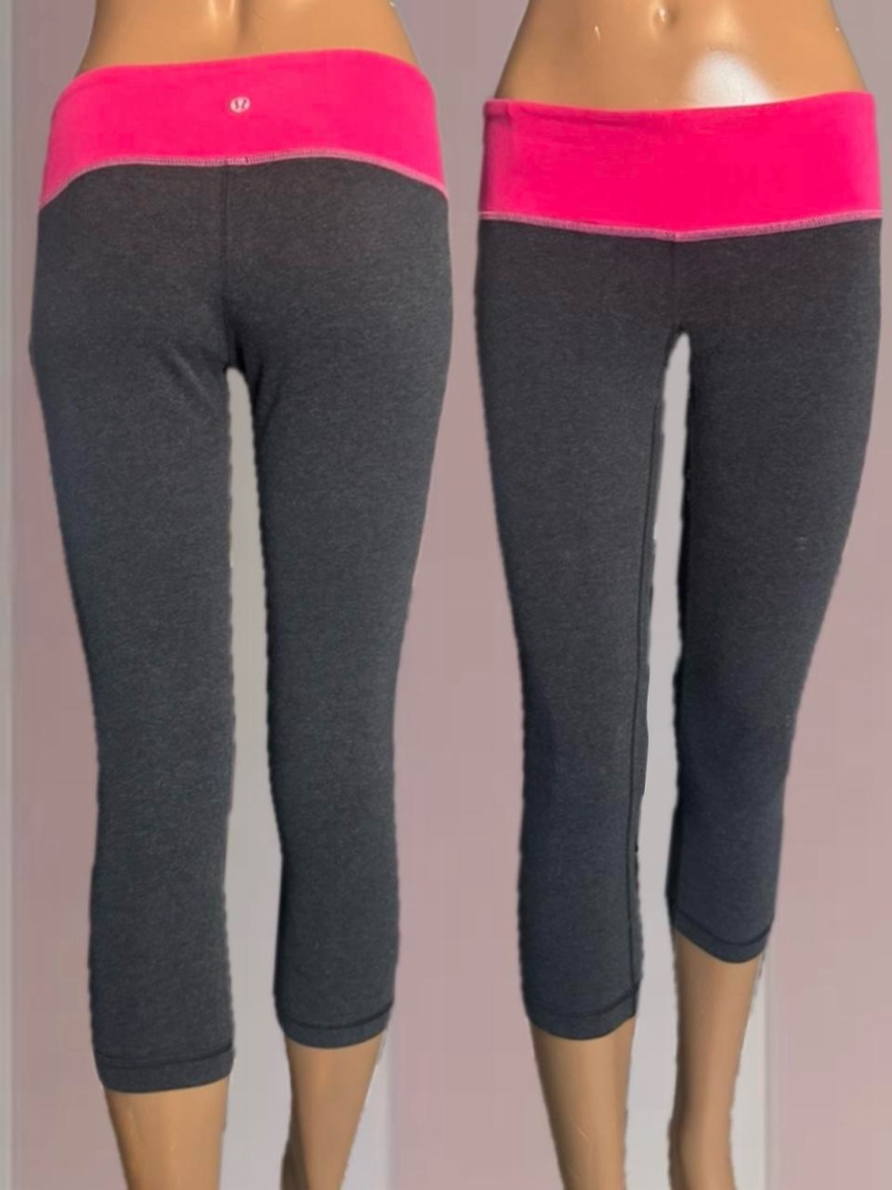 Lululemon Vintage Y2K Yoga Capri Leggings (Grey/Pink)